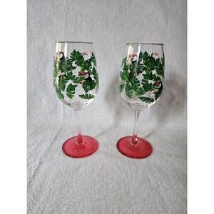 Toucan Bird Wineglass Acrylic 2 Wine Glasses X & O Celebrations